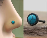 Turquoise Black Nose Stud Nose Ring