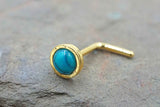 Turquoise 14kt Gold Nose Stud L Bend Nose Ring