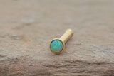 18g Gold Nose Ring Green Opal Tiny Nose Stud