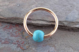 16 Gauge CBR Rose Gold Cartilage Hoop Earring Turquoise Stone Tragus Hoop Helix Conch