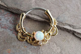 16 Gauge Gold White Opal Daith Hoop Ring Daith Clicker Septum Hoop