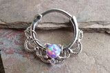 16 Gauge Purple Opal Septum Hoop Clicker