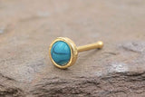 Turquoise 14kt Gold Nose Stud Nose Ring