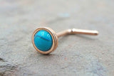 Turquoise 14kt Rose Gold L Bend Nose Stud Rose Gold Nose Ring