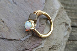 White Opal Gold Cartilage Hoop Tragus Hoop Rook Daith Hoop