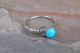 Turquoise Silver Nose Hoop Nose Ring 20G Nose Ring