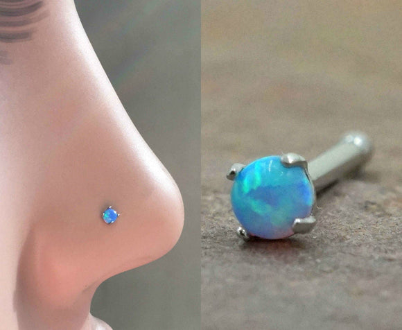 Light Blue Opal Nose Ring Fire Opal Nose Stud Nose Piercing