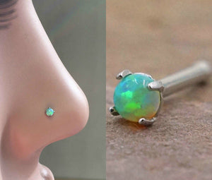 Green Opal Nose Ring Fire Opal Nose Stud Nose Piercing