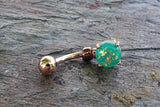 Green Opal Rose Gold Belly Button Ring Prong Set