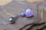 Purple Opal Belly Button Jewelry Ring Prong Set