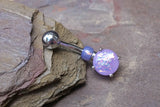 Purple Opal Belly Button Jewelry Ring Prong Set