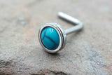 20g Turquoise Silver Nose Stud L Bend Nose Ring