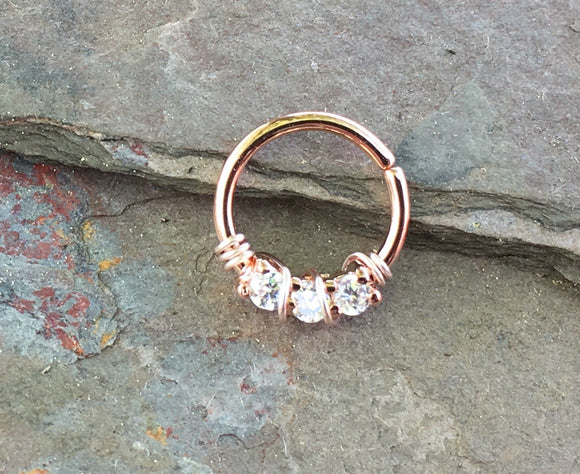 Rose Gold Septum Ring Rose Gold Daith Piercing Rook Earring Hoop