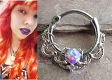 16 Gauge Purple Opal Septum Hoop Clicker