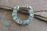 14G or 16 Gauge Mint Green Opalite Septum Ring Clicker Daith Clicker Hoop