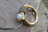 White Opal Gold Cartilage Hoop Tragus Hoop Rook Daith Hoop