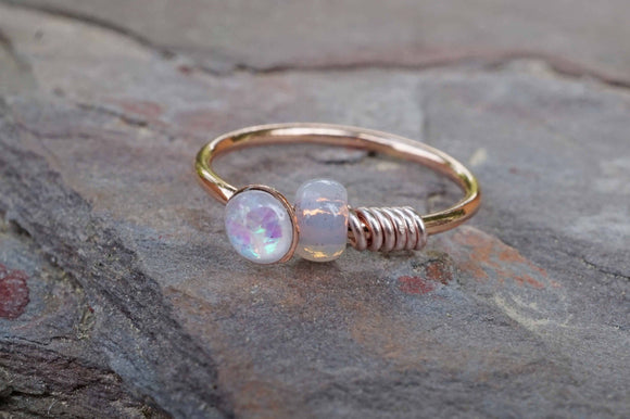 Rose Gold Opal Nose Hoop Nose Ring 20G Rose Gold Nose Ring