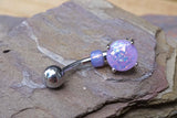 Purple Opal Belly Button Jewelry Ring Prong Set