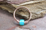 16g 18g 20g Hoop Beaded Light Blue Opal Hoop Earring Nose Hoop Nose Ring Cartilage Hoop Tragus Hoop