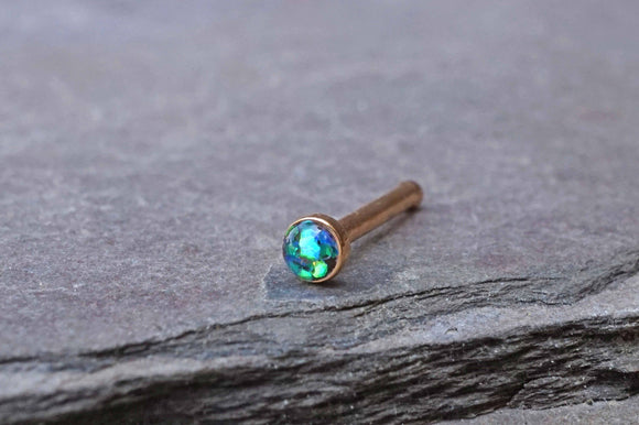 Black Rose Gold Opal Nose Stud Rose Gold Opal Nose Stud