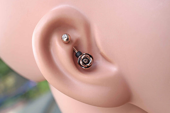 14kt Rose Gold Rook Earring Daith Piercing Eyebrow Ring