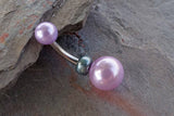 Purple Pearl Belly Button Ring