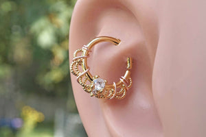 16 Gauge Gold Daith Rook Hoop Ring Daith Septum Hoop