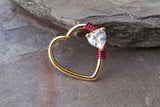 16 Gauge Gold Heart Daith Rook Heart Hoop Ring Daith Septum Hoop