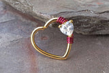 16 Gauge Gold Heart Daith Rook Heart Hoop Ring Daith Septum Hoop