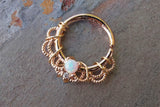 16 Gauge White Opal Rose Gold Daith Rook Hoop Ring Daith Septum Hoop