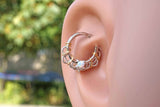 16 Gauge White Opal Silver Daith Rook Hoop Ring Daith Septum Hoop