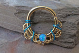 16 Gauge Blue Opal Gold Daith Rook Hoop Ring Daith Septum Hoop