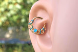 16 Gauge Blue Opal Gold Daith Rook Hoop Ring Daith Septum Hoop