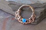 16 Gauge Blue Opal Rose Gold Daith Rook Hoop Ring Daith Septum Hoop