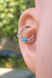 16 Gauge Blue Opal Silver Daith Rook Hoop Ring Daith Septum Hoop