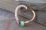 16 Gauge Crystal Rose Gold Daith Rook Heart Hoop Ring Daith Hoop