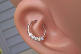 5 White Opal 16g Silver Daith Rook Hoop Ring Daith Septum Hoop