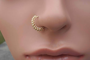 Bali Ball Gold Nose Ring Hoop 20 Gauge