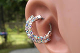 Aurora Borealis Daith Piercing Rook Earring Hoop Silver Clicker