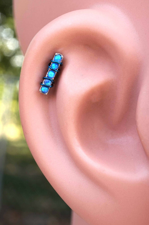 5 Blue Opal Cartilage Earring 16g