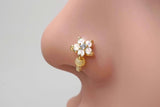 White Opal Flower Gold Nose Hoop Nose Ring 20G Gold Nose Ring