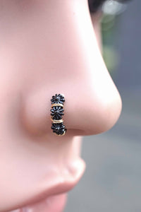 Black Daisy Boho Nose Ring Feather Nose Hoop Nose Piercing