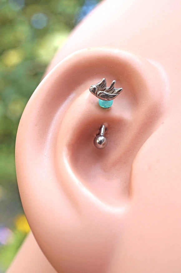 Sparrow Bird Eyebrow Ring Rook Ear Piercing or Belly Button Ring