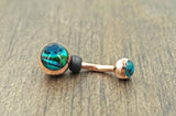 Abalone Shell Rose Gold Belly Button Ring Prong Set