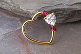 16 Gauge Gold Heart Daith Rook Heart Hoop Ring Daith Septum Hoop