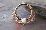 16 Gauge White Opal Rose Gold Daith Rook Hoop Ring Daith Septum Hoop