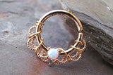 16 Gauge White Opal Rose Gold Daith Rook Hoop Ring Daith Septum Hoop