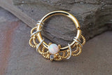 16 Gauge White Opal Gold Daith Rook Hoop Ring Daith Septum Hoop