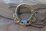 16 Gauge Blue Opal Gold Daith Rook Hoop Ring Daith Septum Hoop