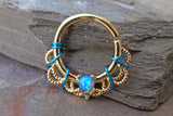 16 Gauge Blue Opal Gold Daith Rook Hoop Ring Daith Septum Hoop